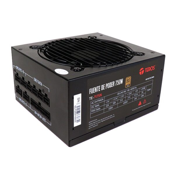 Fuente de alimentación CERTIFICADA TE7175 F.Modular, ATX, 750W, 80 Plus Gold, 100V-240VAC