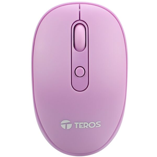 Mouse óptico inalámbrico Teros TE5075P, Color Purpura, 1600 dpi, receptor USB