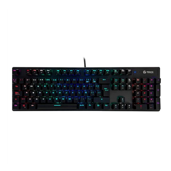 Teclado Gamer Teros TE-4152, mecánico, multimedia, iluminación RGB, 105 teclas, USB
