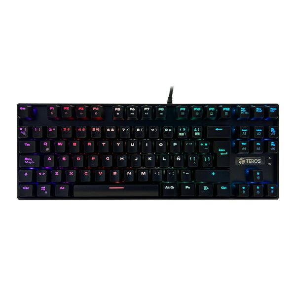Teclado Gamer Teros TE-4153, mecánico, multimedia, iluminación RGB, TKL, USB
