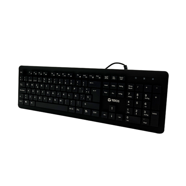 Teclado Teros, TE-4065N, Sellado, Lavable, A prueba de agua, IPX7, USB, Negro