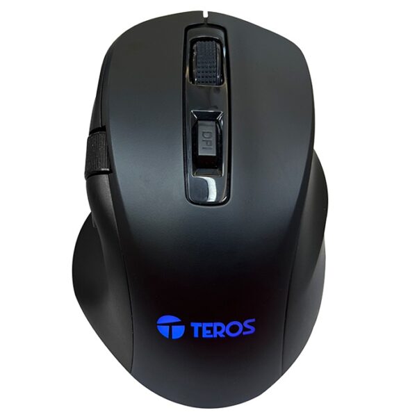 Mouse Teros TE-5168N, Óptico, Triple Modo: 2.4G+Bluetooth+USB, 6400 DPI, RGB, Negro