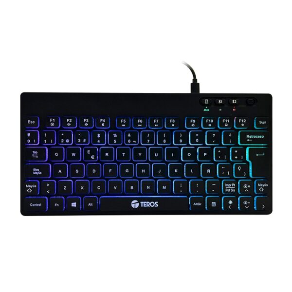 Teclado inalambrico Teros TE-4066G, multimedia, con iluminación RGB backlit